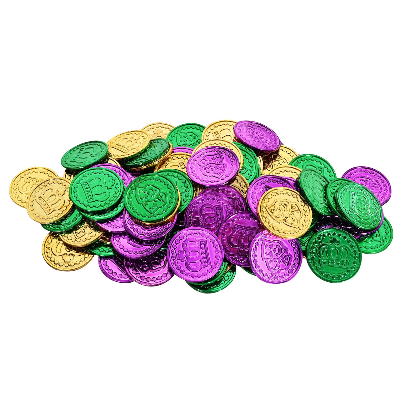 Beistle 1.5" Mardi Gras Assorted Plastic Coins, 100ct.